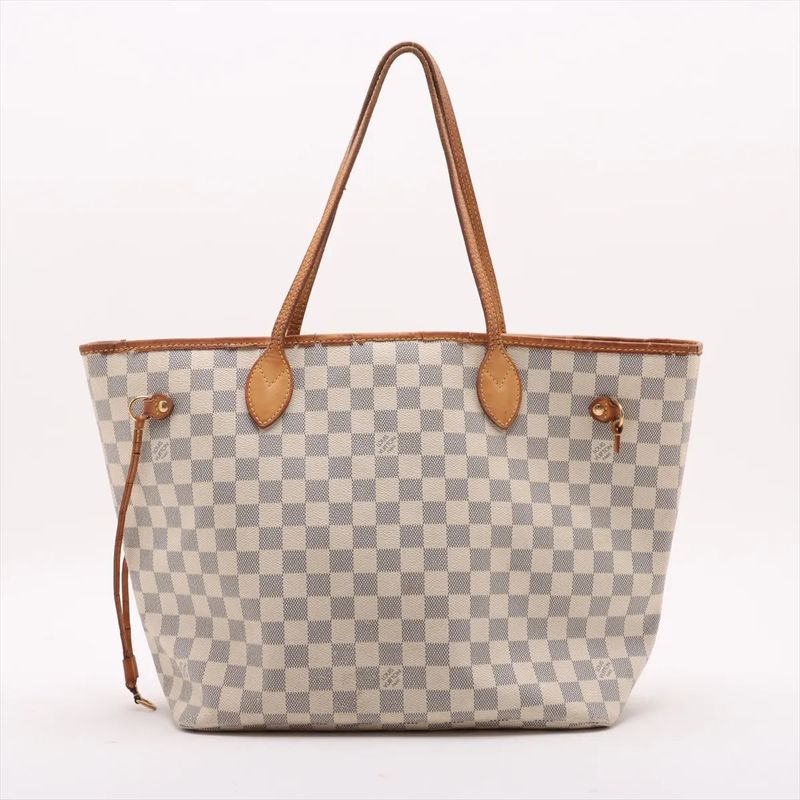 Louis Vuitton Damier Azure Neverfull MM N51107 Leather Tote Bag Shoulder Hand