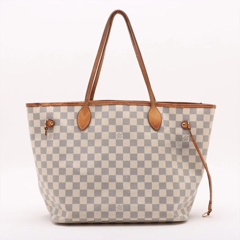 Louis Vuitton Damier Azure Neverfull MM N51107 Leather Tote Bag Shoulder Hand