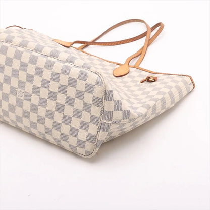 Louis Vuitton Damier Azure Neverfull MM N51107 Leather Tote Bag Shoulder Hand
