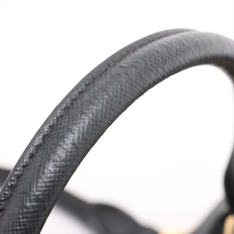 Prada Tessuto Nylon Saffiano Leather Handbag Tote Genuine Leather Black Women's