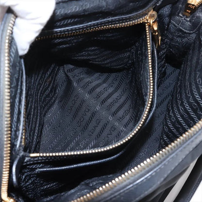 Prada Tessuto Nylon Saffiano Leather Handbag Tote Genuine Leather Black Women's