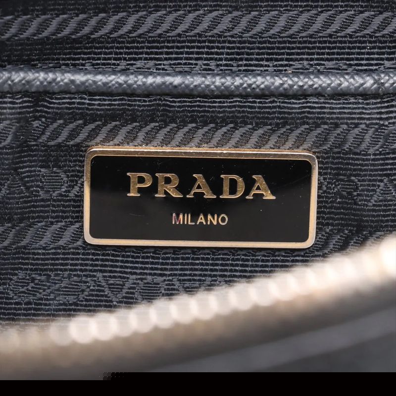 Prada Tessuto Nylon Saffiano Leather Handbag Tote Genuine Leather Black Women's