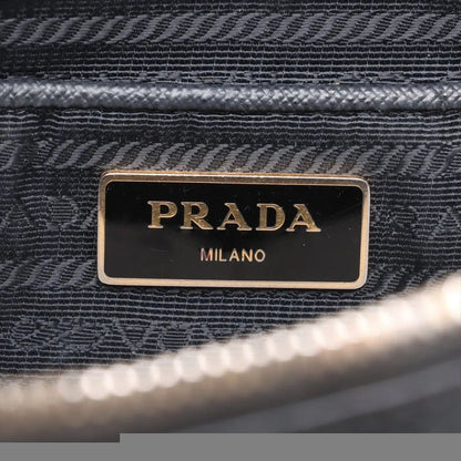 Prada Tessuto Nylon Saffiano Leather Handbag Tote Genuine Leather Black Women's