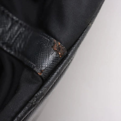 Prada Tessuto Nylon Saffiano Leather Handbag Tote Genuine Leather Black Women's