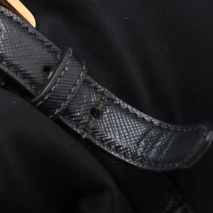 Prada Tessuto Nylon Saffiano Leather Handbag Tote Genuine Leather Black Women's