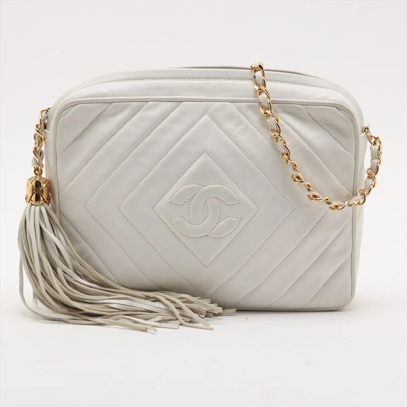 Chanel Authenticity With Card Coco Mark Lambskin Chain Leather Shoulder Bag