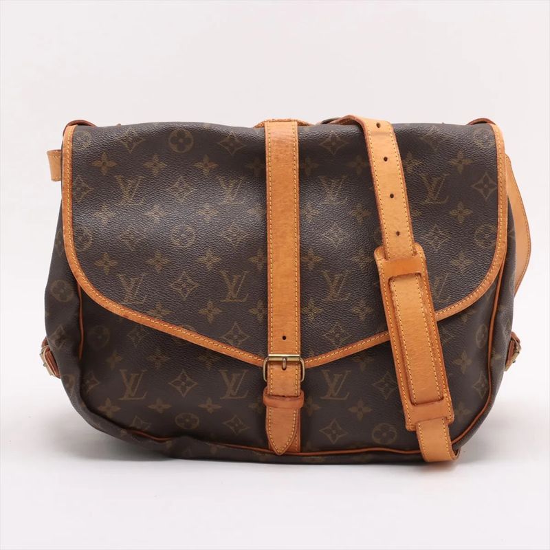 Louis Vuitton Monogram Saumur 35 M42254 Leather Shoulder Bag Crossbody Messenger