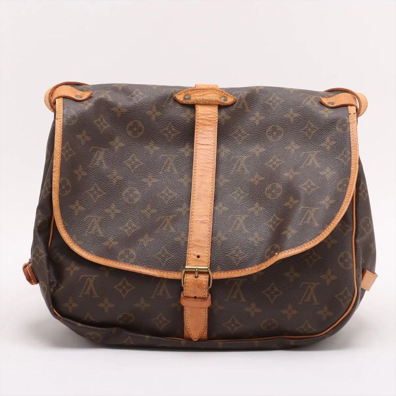 Louis Vuitton Monogram Saumur 35 M42254 Leather Shoulder Bag Crossbody Messenger