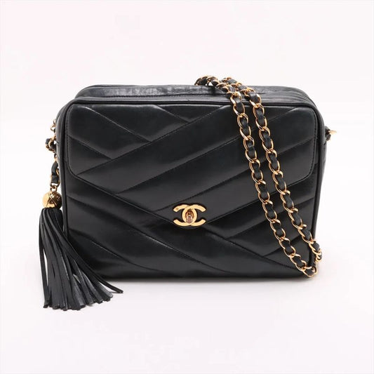 Chanel Coco Mark Lambskin Leather Chain Shoulder Bag Crossbody Women's MMM