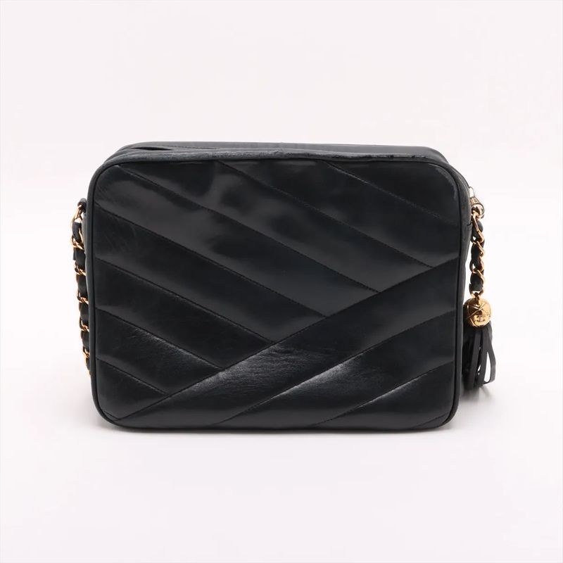 Chanel Coco Mark Lambskin Leather Chain Shoulder Bag Crossbody Women's MMM