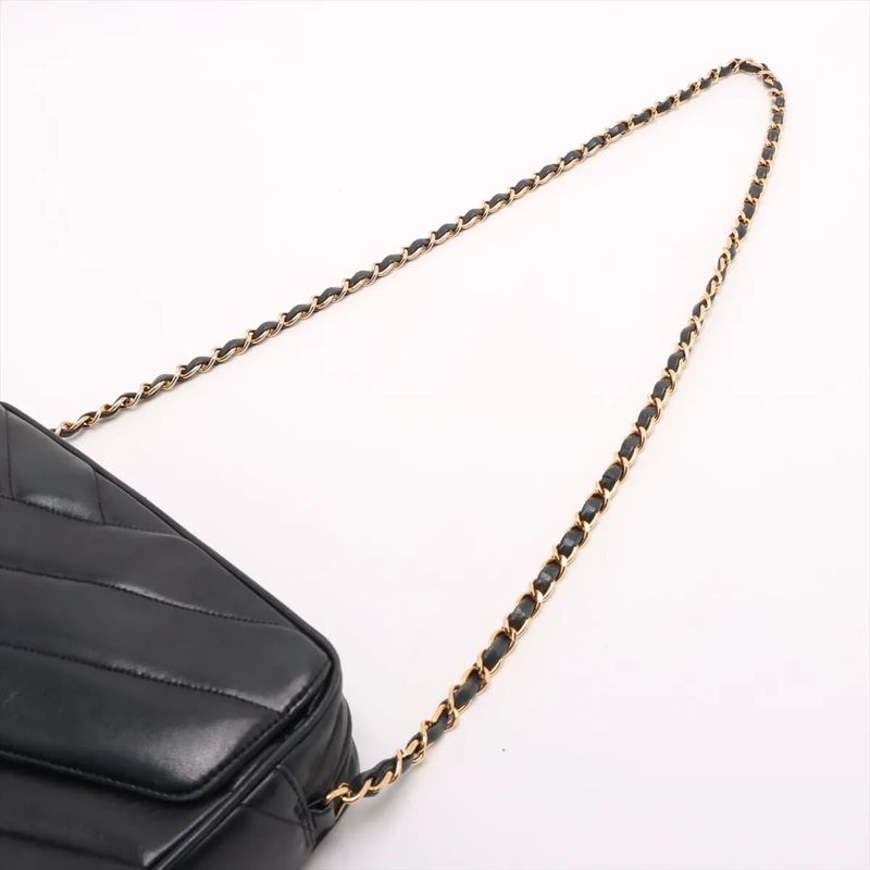 Chanel Coco Mark Lambskin Leather Chain Shoulder Bag Crossbody Women's MMM