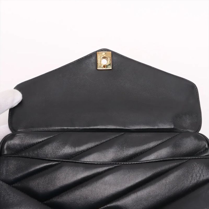 Chanel Coco Mark Lambskin Leather Chain Shoulder Bag Crossbody Women's MMM