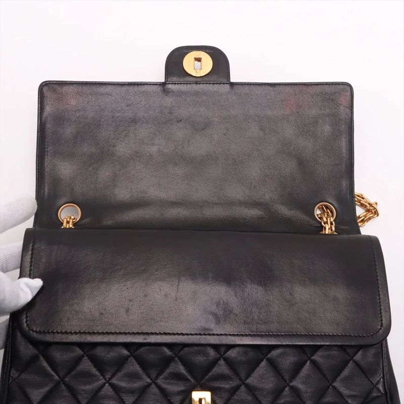 Chanel With Serial Seal Matelasse Lambskin Leather Double Flap 2WAY Chain
