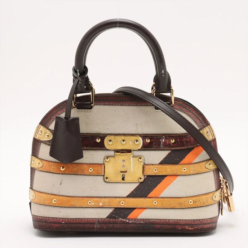 Louis Vuitton Alma BB Time Trunk M52552 Leather 2WAY Handbag Crossbody Shoulder