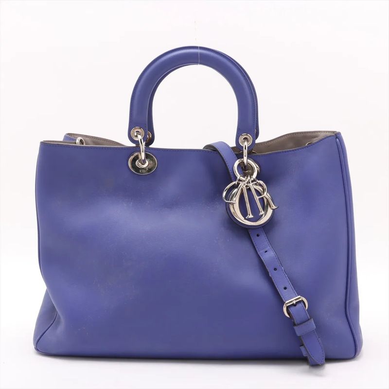 Christian Diorissimo Leather 2WAY Handbag Crossbody Tote Shoulder A4 Ladies MMM