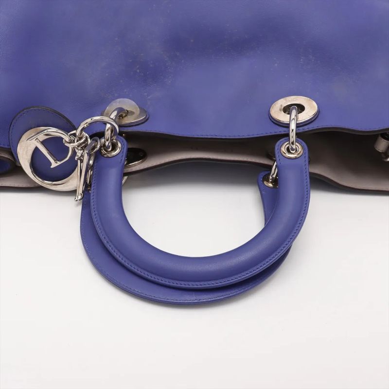 Christian Diorissimo Leather 2WAY Handbag Crossbody Tote Shoulder A4 Ladies MMM