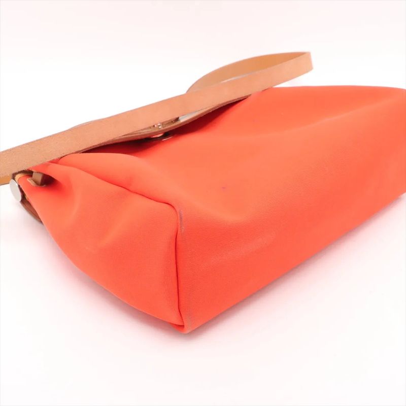 Hermes Z Marked Herbag Her Bag Zip PM Toile Officier Leather 2WAY Handbag