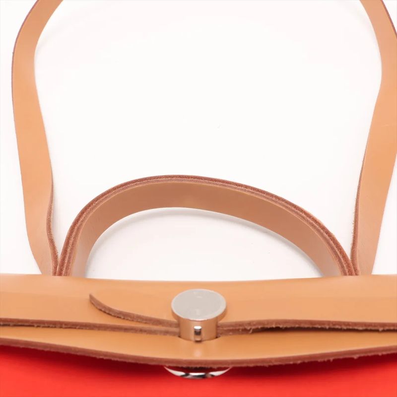 Hermes Z Marked Herbag Her Bag Zip PM Toile Officier Leather 2WAY Handbag