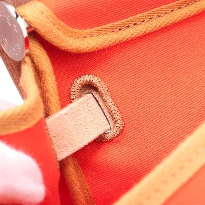 Hermes Z Marked Herbag Her Bag Zip PM Toile Officier Leather 2WAY Handbag