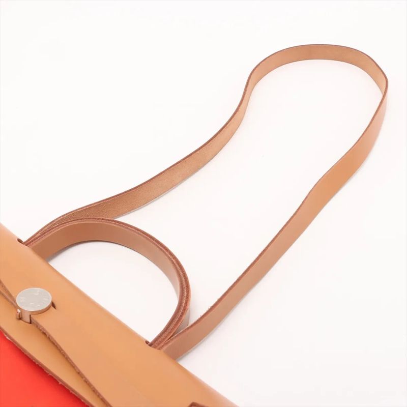 Hermes Z Marked Herbag Her Bag Zip PM Toile Officier Leather 2WAY Handbag