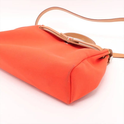 Hermes Z Marked Herbag Her Bag Zip PM Toile Officier Leather 2WAY Handbag