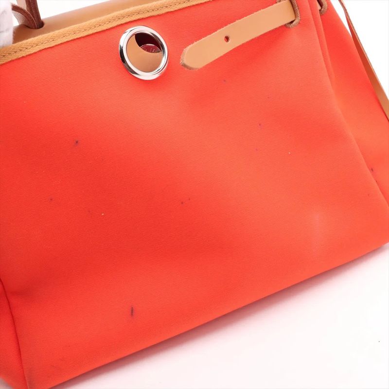 Hermes Z Marked Herbag Her Bag Zip PM Toile Officier Leather 2WAY Handbag