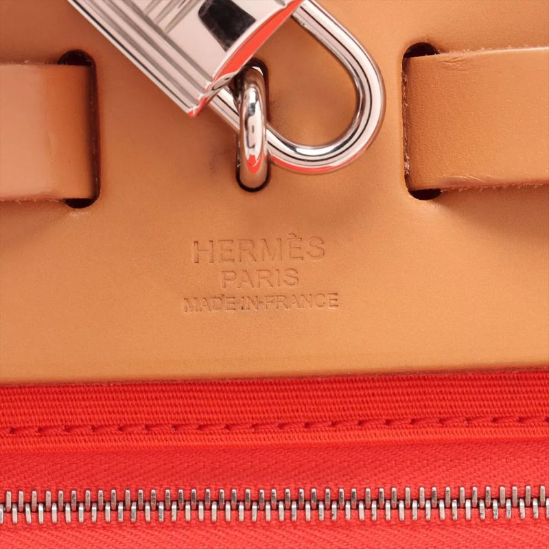 Hermes Z Marked Herbag Her Bag Zip PM Toile Officier Leather 2WAY Handbag