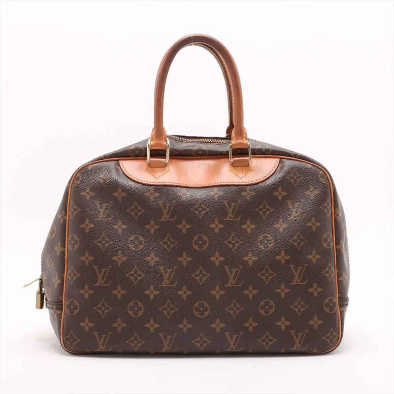 Louis Vuitton Monogram Deauville M47270 Leather Handbag Tote Genuine Leather A4
