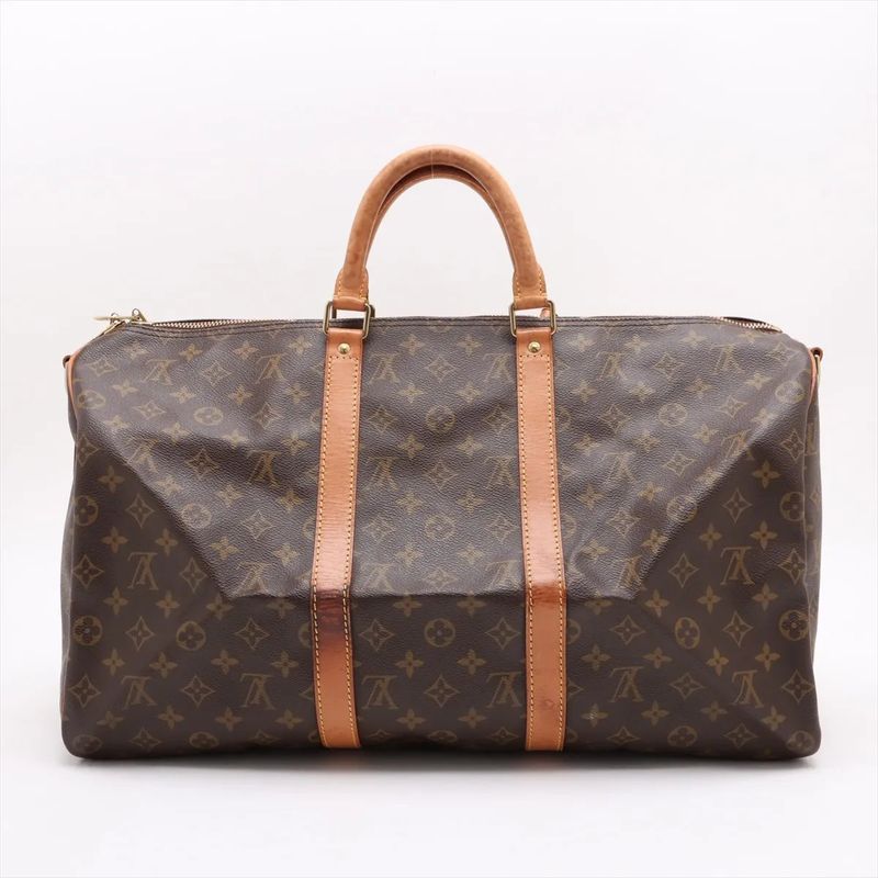Louis Vuitton Monogram Keepall Bandoliere 50 M41416 Leather Boston Bag Business
