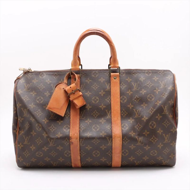 Louis Vuitton Monogram Keepall 45 M41428 Leather Boston Bag Business Travel
