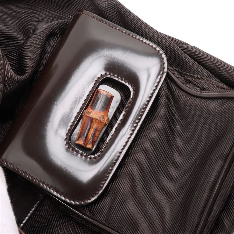 Gucci Bamboo Leather X Nylon Backpack Sac Backpack Shoulder Bag Genuine Leather