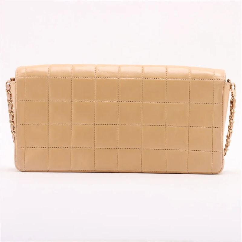 Chanel With Serial Seal Choco Bar Lambskin Leather Chain Shoulder Bag Shoulder