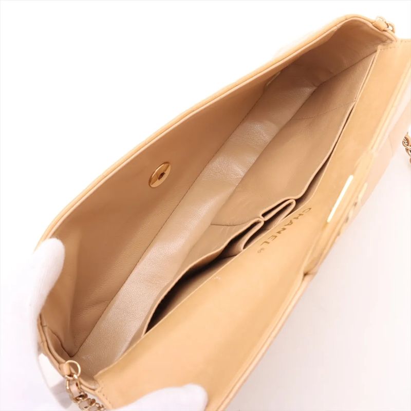 Chanel With Serial Seal Choco Bar Lambskin Leather Chain Shoulder Bag Shoulder