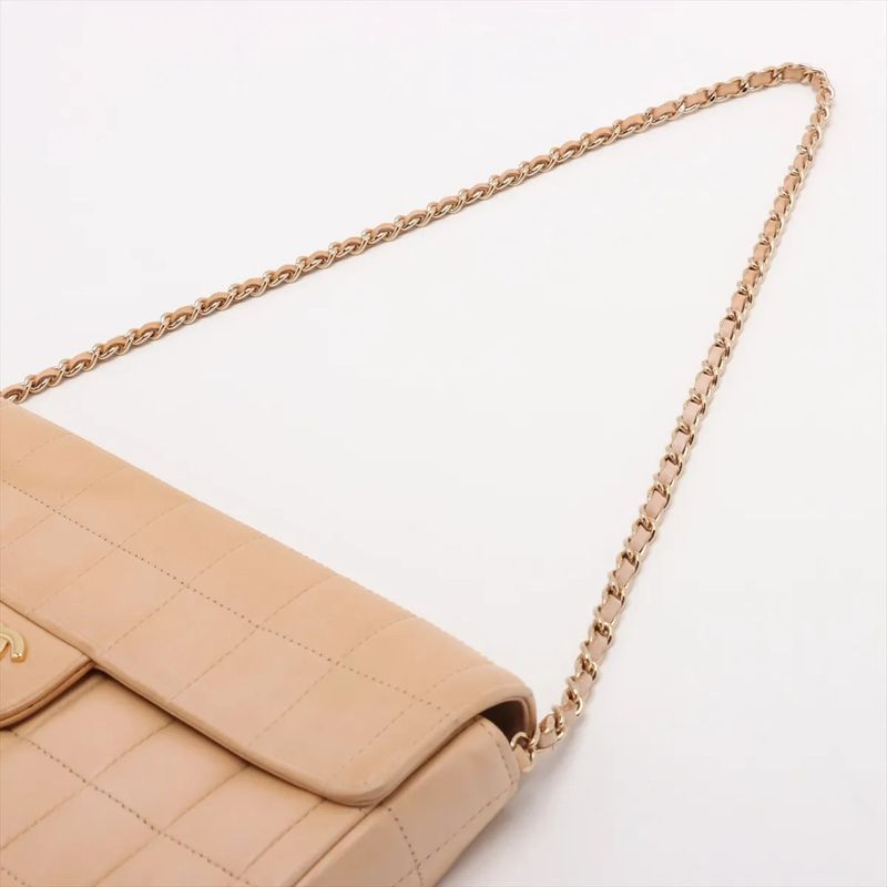 Chanel With Serial Seal Choco Bar Lambskin Leather Chain Shoulder Bag Shoulder