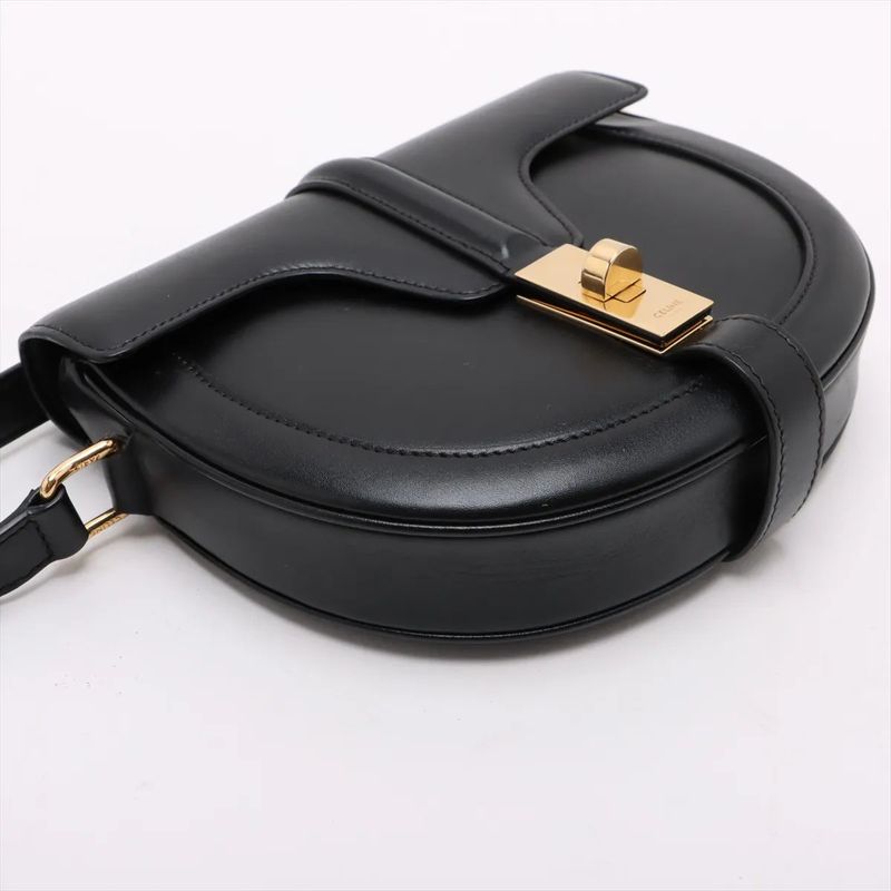 Celine Buzas Ses 16 Medium Leather Shoulder Bag Crossbody Hand Black Women's