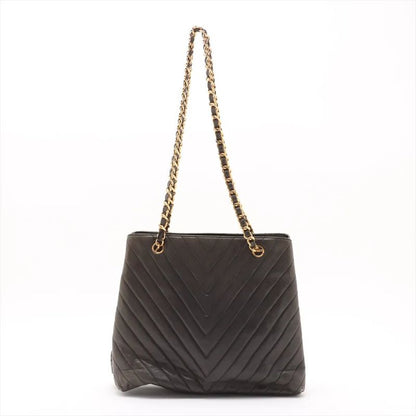 Chanel Authenticity V-stitched Chevron Leather Shoulder Bag With Serial Seal