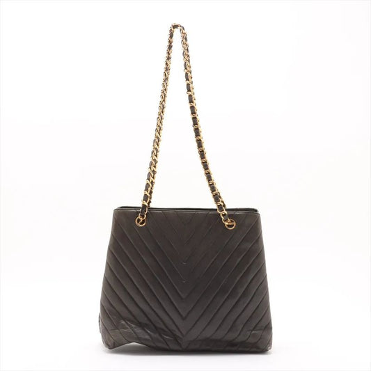 Chanel Authenticity V-stitched Chevron Leather Shoulder Bag With Serial Seal