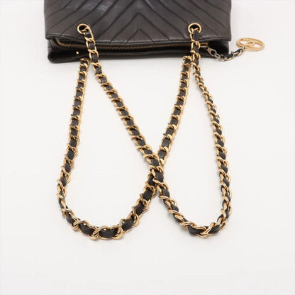 Chanel Authenticity V-stitched Chevron Leather Shoulder Bag With Serial Seal