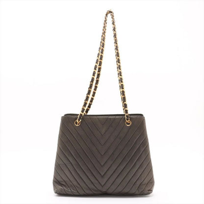 Chanel Authenticity V-stitched Chevron Leather Shoulder Bag With Serial Seal