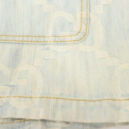 Gucci GG Embroidery Short Sleeve Denim Shirt 38 Light Blue Multicolor California