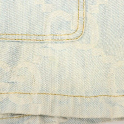 Gucci GG Embroidery Short Sleeve Denim Shirt 38 Light Blue Multicolor California