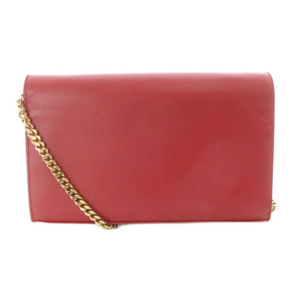 Saint Laurent Paris YSL Line Chain Wallet Shoulder Bag Leather Red 377829