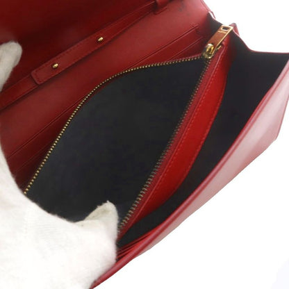 Saint Laurent Paris YSL Line Chain Wallet Shoulder Bag Leather Red 377829