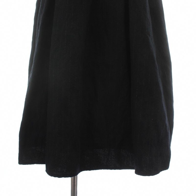 Loewe 21SS Dress Wool Sleeveless Long Striped Leather With Belt 32 XS Navy Blue