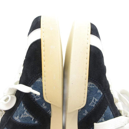 Louis Vuitton Monogram Sneakers Shoes Low Cut Denim 5.5 Indigo Blue Ba1106 JS -