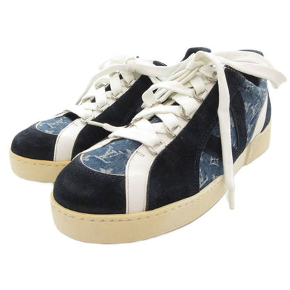 Louis Vuitton Monogram Sneakers Shoes Low Cut Denim 5.5 Indigo Blue Ba1106 JS -