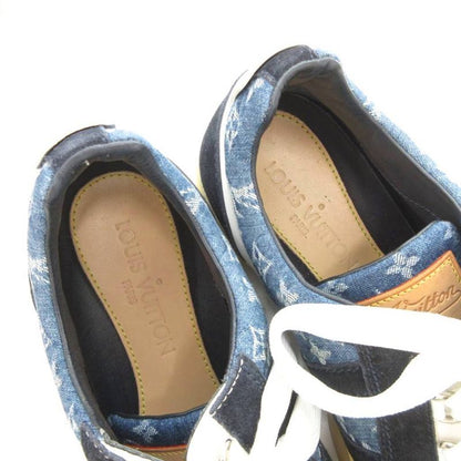 Louis Vuitton Monogram Sneakers Shoes Low Cut Denim 5.5 Indigo Blue Ba1106 JS -