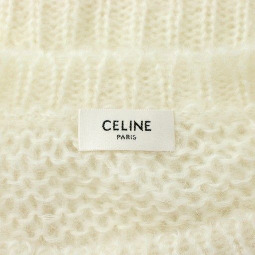 Celine 22AW Eddy Period Boxy Aran Sweater Knit Mohair Wool Mix Long Sleeve Crew