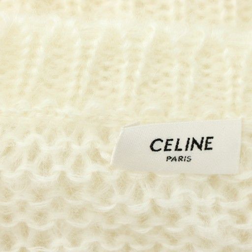 Celine 22AW Eddy Period Boxy Aran Sweater Knit Mohair Wool Mix Long Sleeve Crew