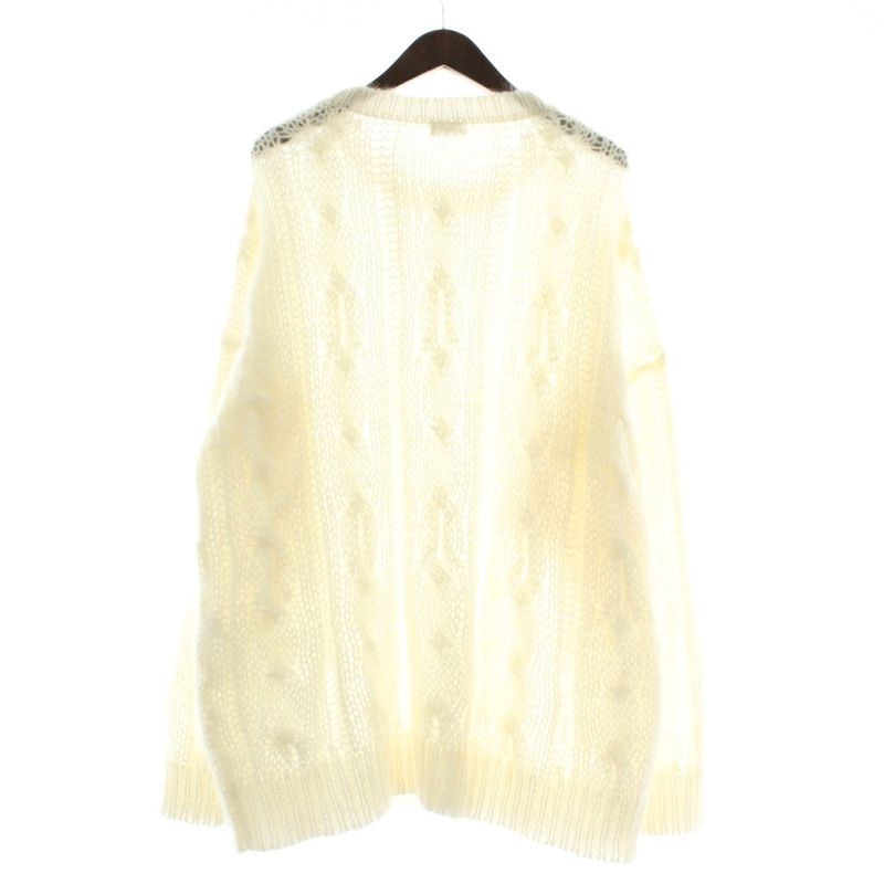 Celine 22AW Eddy Period Boxy Aran Sweater Knit Mohair Wool Mix Long Sleeve Crew
